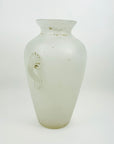 ANTIQUE MURANO SCAVO WHITE ACID GLASS AMPHORA VASE WITH HANDLES