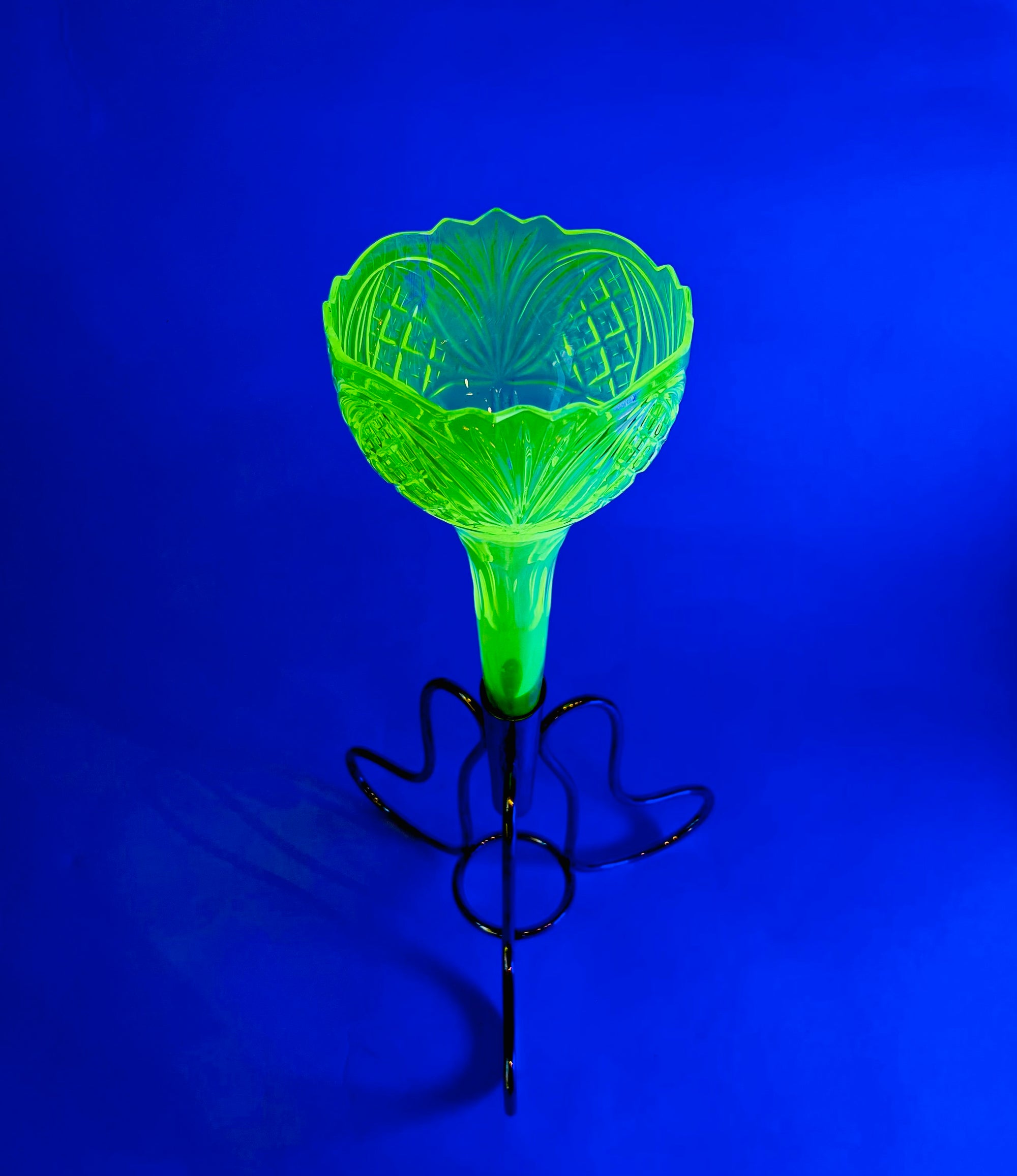 URANIUM GLASS TRUMPET VASE
