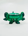 ART DECO MALACHITE GLASS ASHTRAY