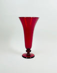 ANTIQUE ITALIAN MURANO RUBY RED GLASS FOOTED POSY VASE