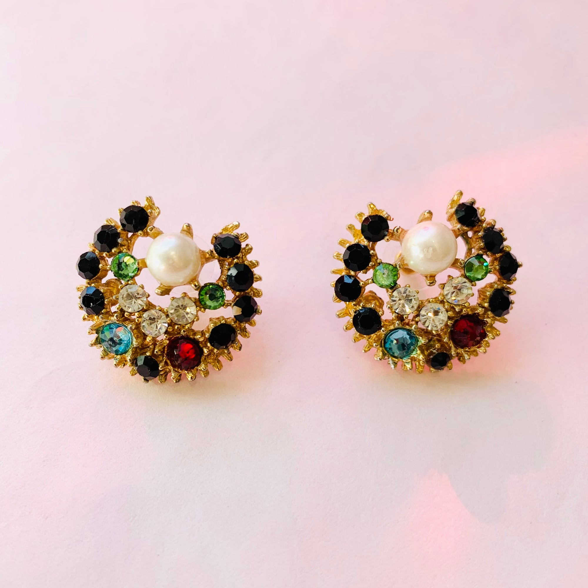 1980s TUTTI FRUITTI STATEMENT STUD EARRINGS