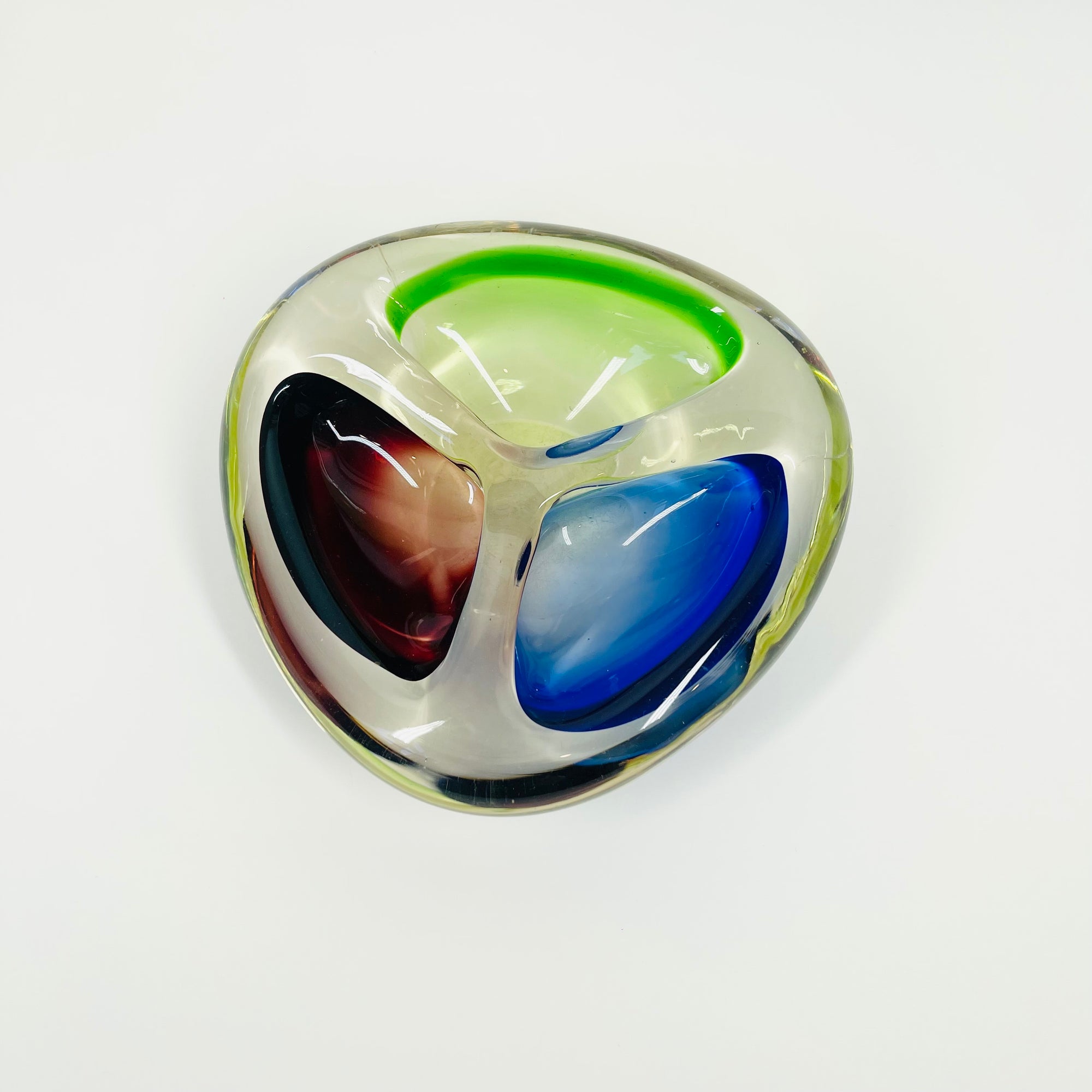 1950s MURANO RED GREEN BLUE BOWL/ASHTRAY