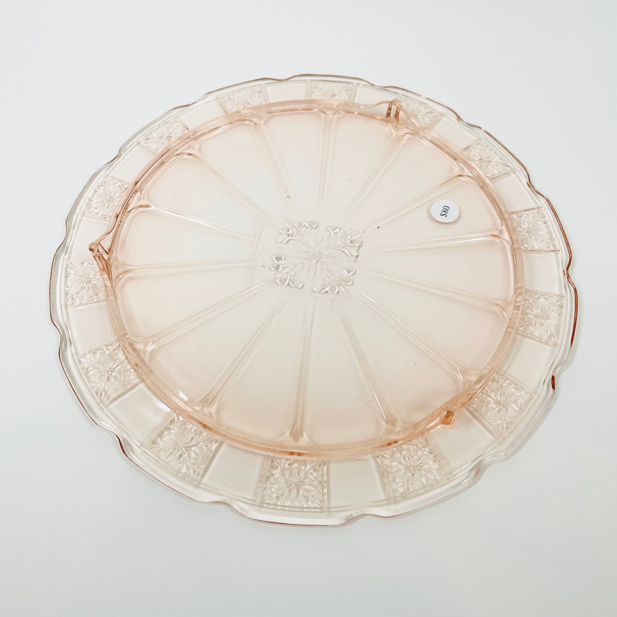ANTIQUE DEPRESSION PINK PRESSED GLASS PLATE/BOWL/DINNER SERVICE