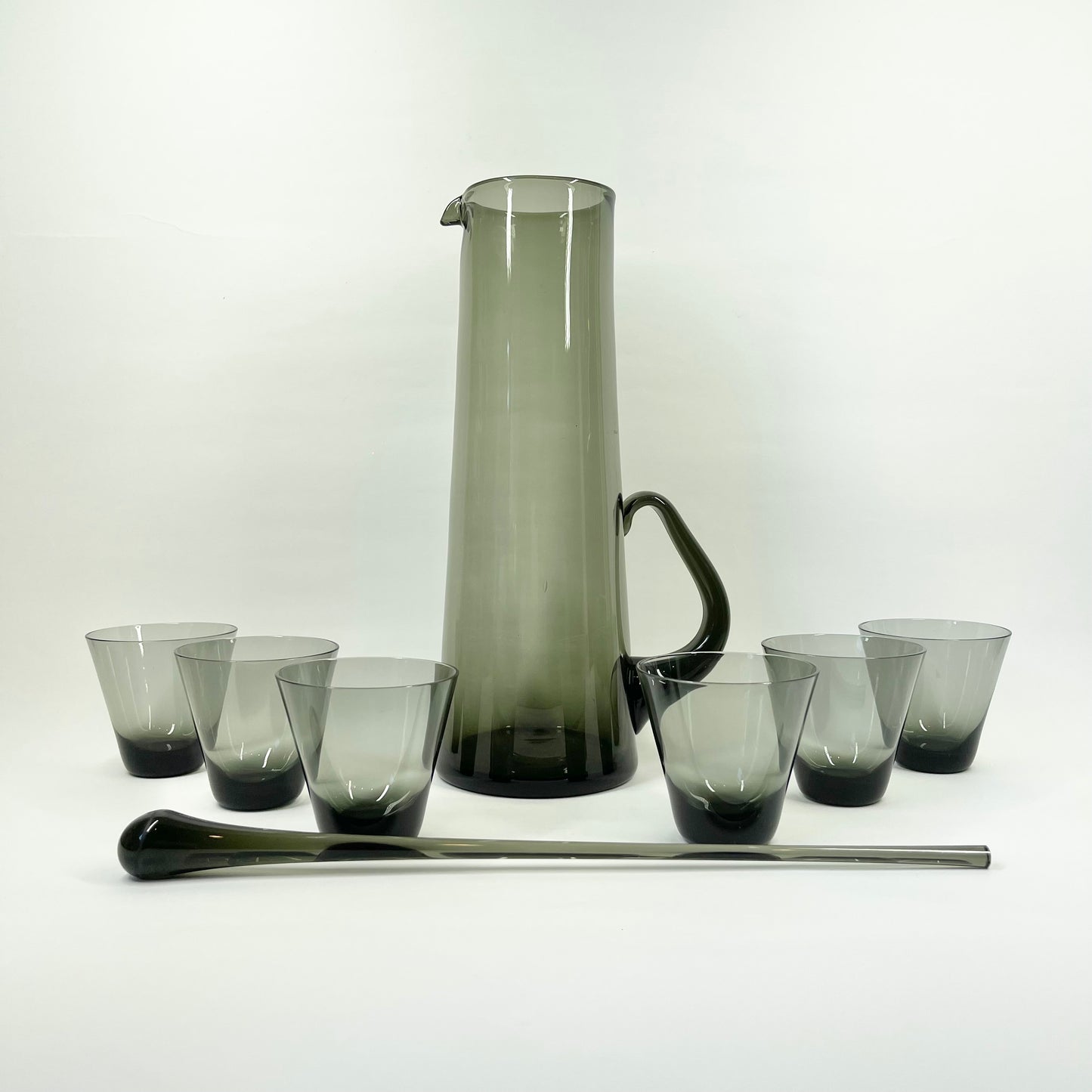 1950s POLISH GREY GLASS JUG SET