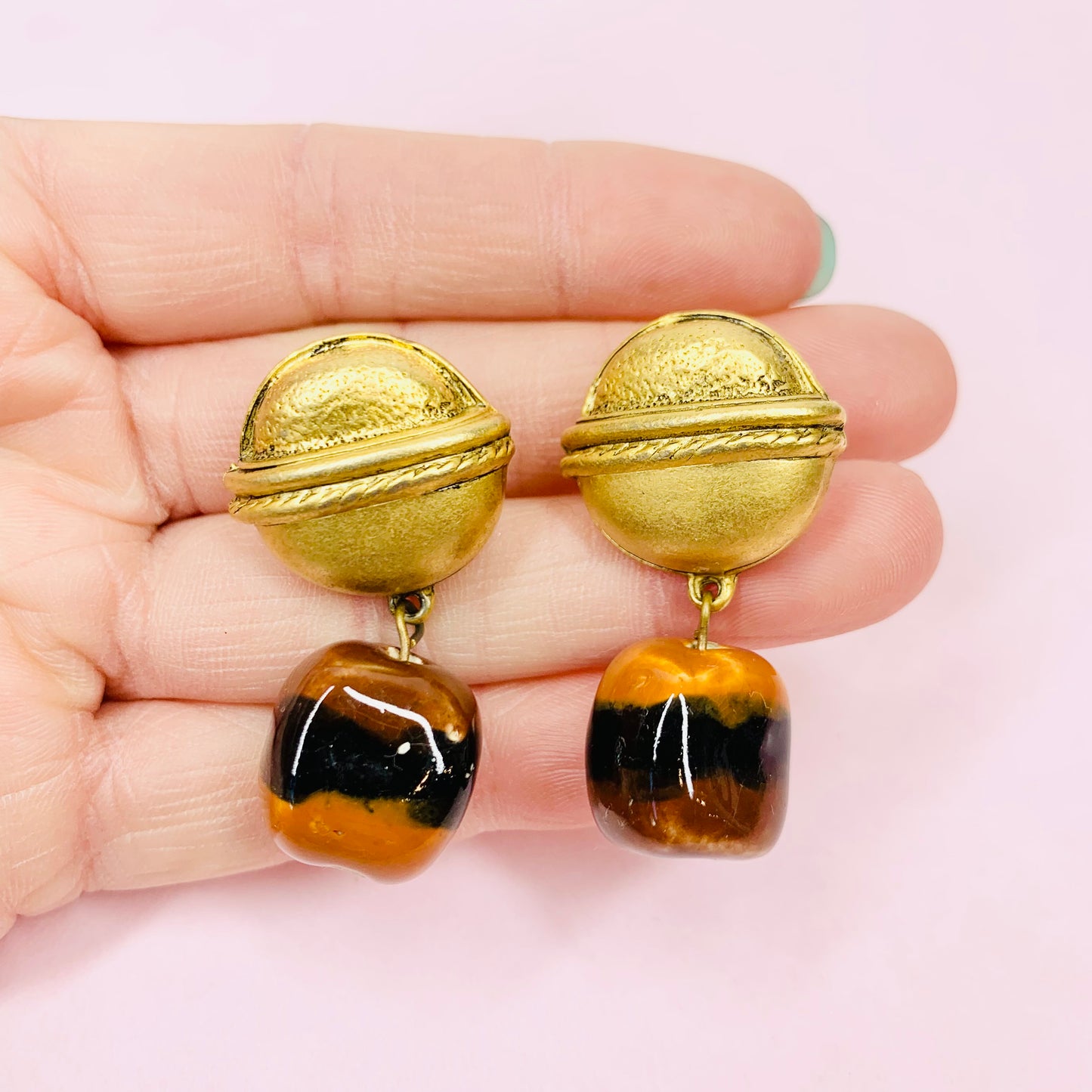 1950s DROP EARRINGS WITH CERAMIC BEADS