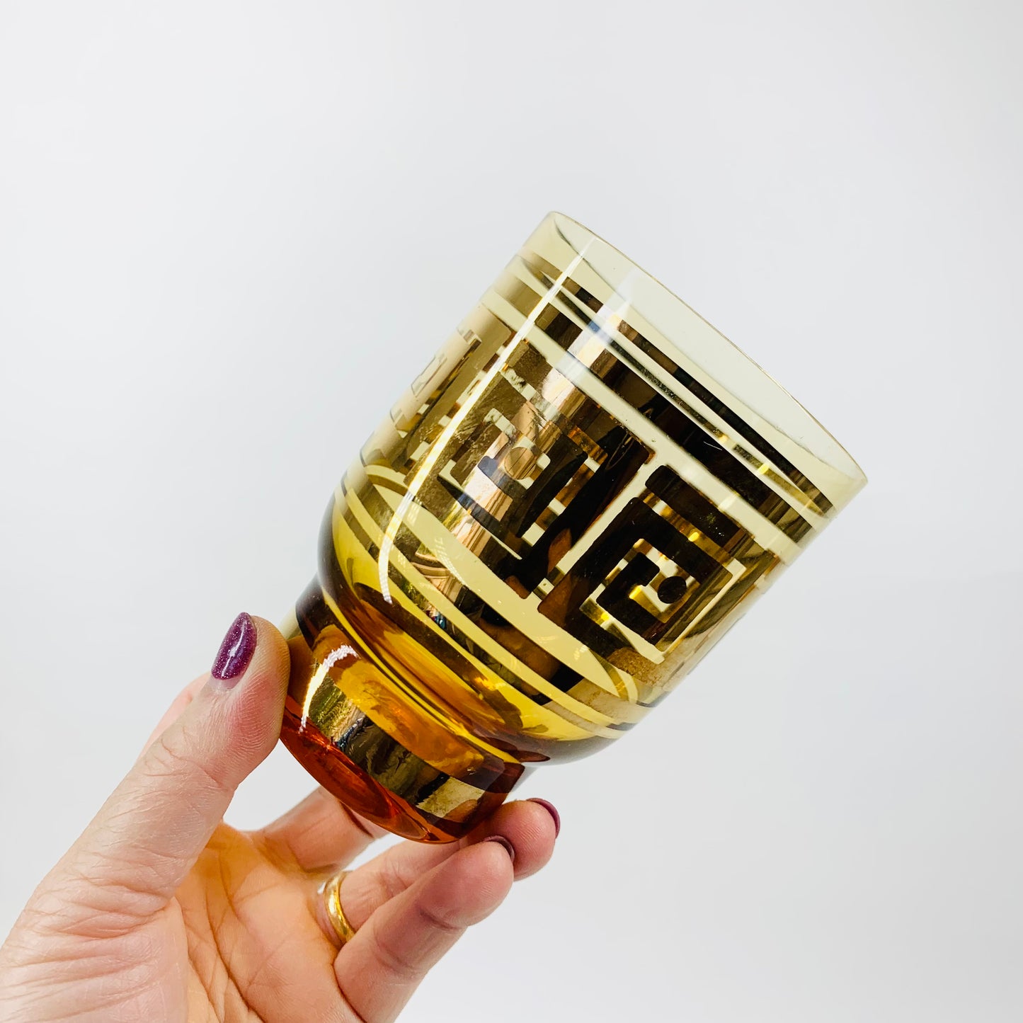 50s AMBER GOLD GILDED GLASSES