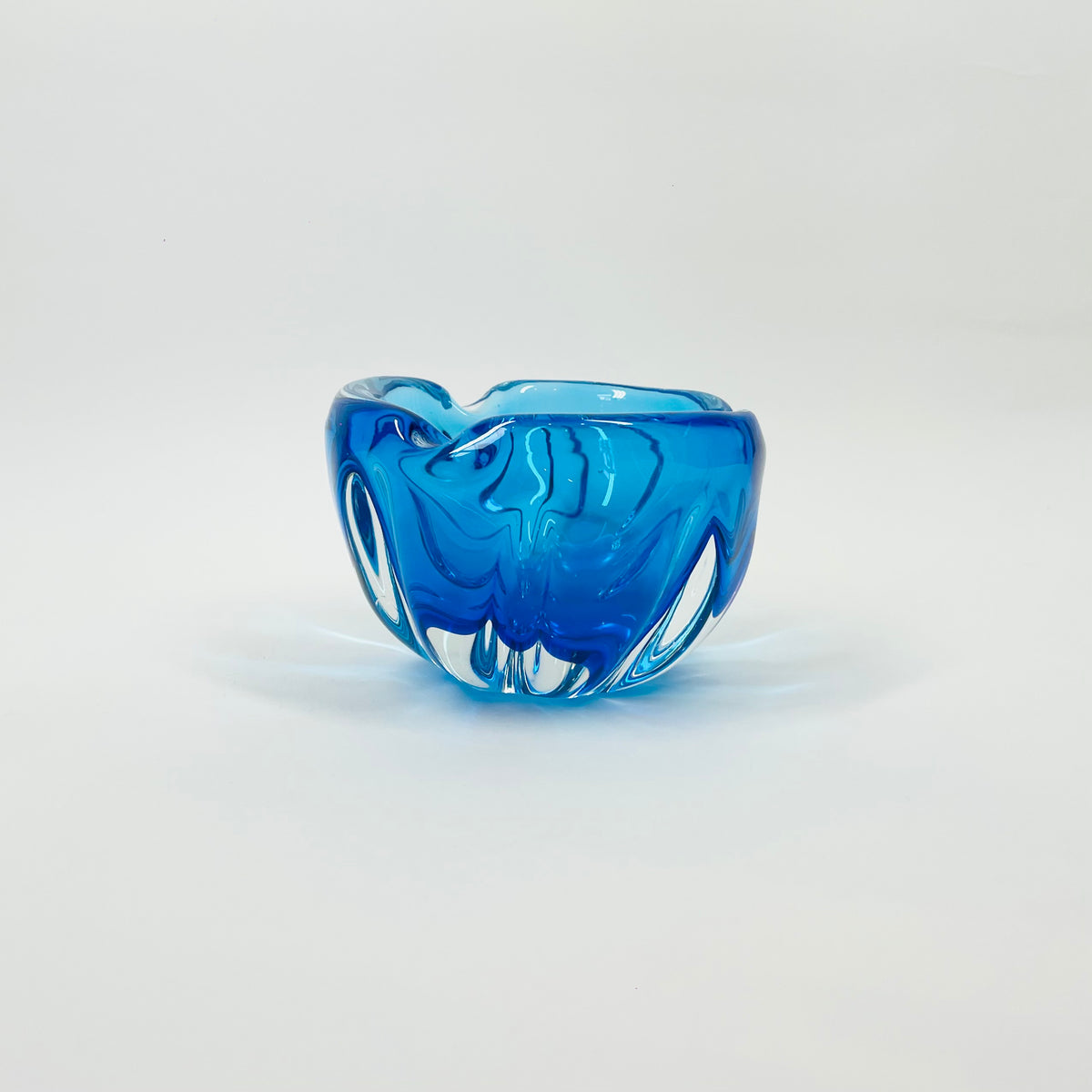 1950s TURQUOISE BLUE MURANO PINCHED BOWL