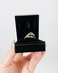 1950s 9K MIXED 14K WHITE YELLOW GOLD DIAMOND SAPPHIRE SNOW LEOPARD RING (M)