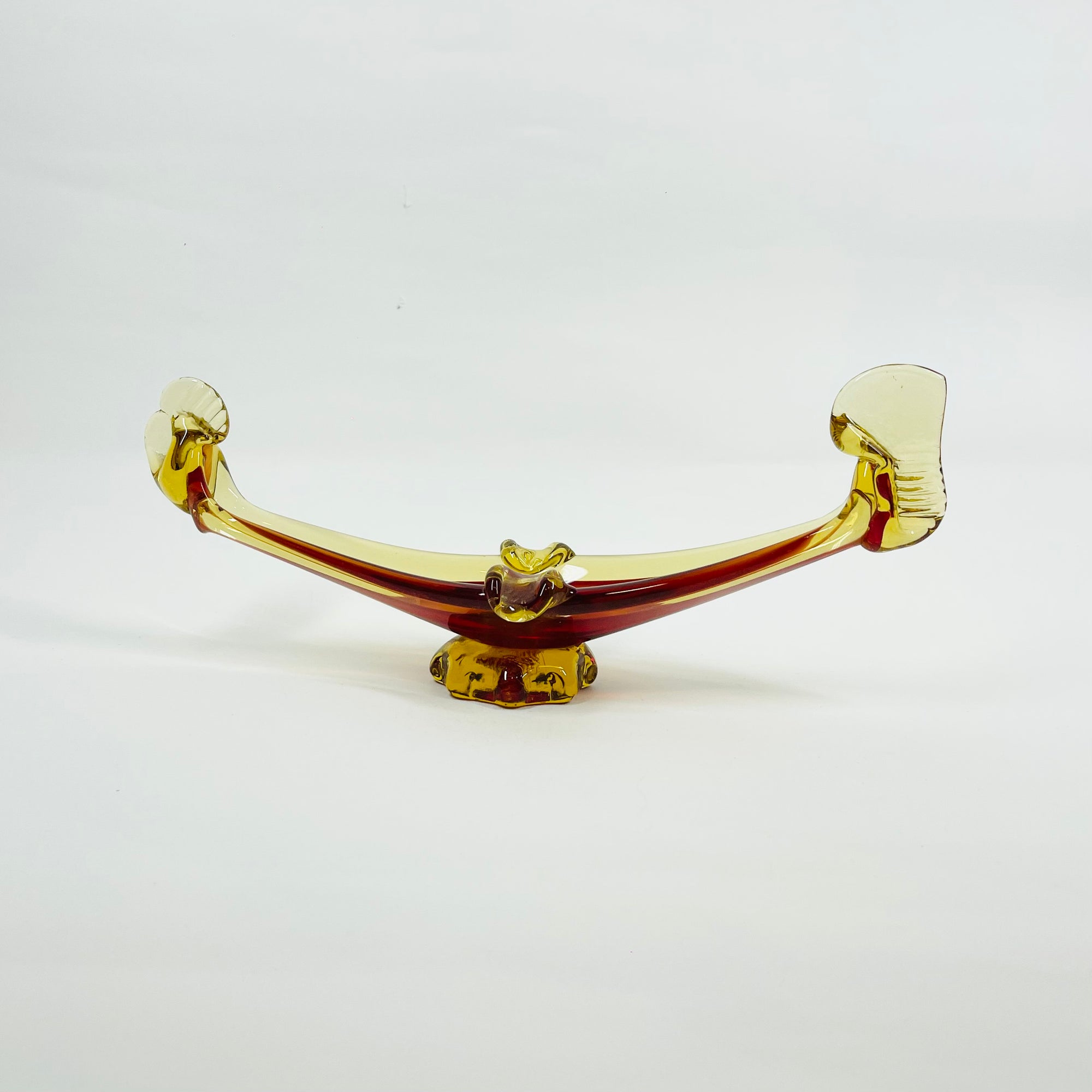 1950s MURANO RED AMBER GLASS GONDOLA/ASHTRAY