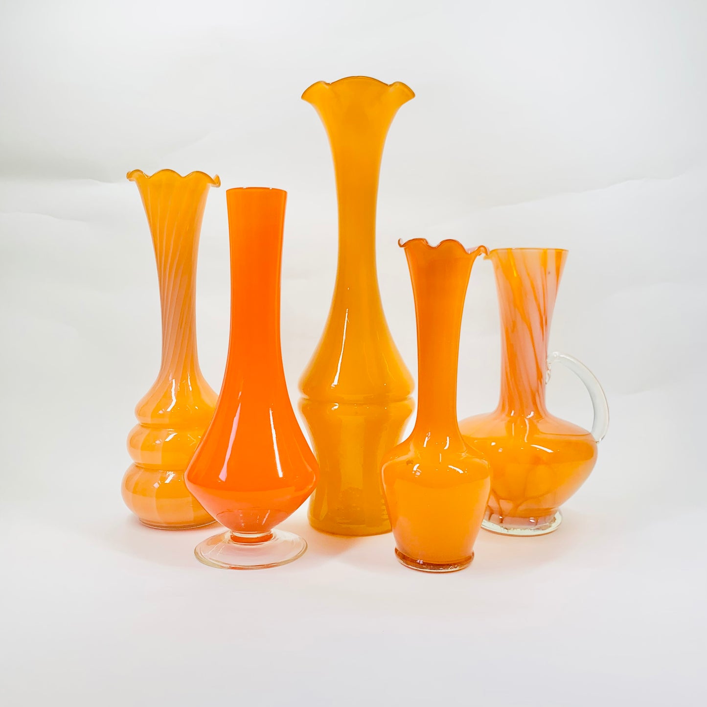 MCM CASED CANE ORANGE RUFFLE RIM VASE