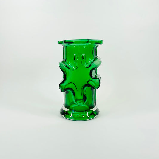 1970s FINNISH KASPERI GREEN GLASS VASE