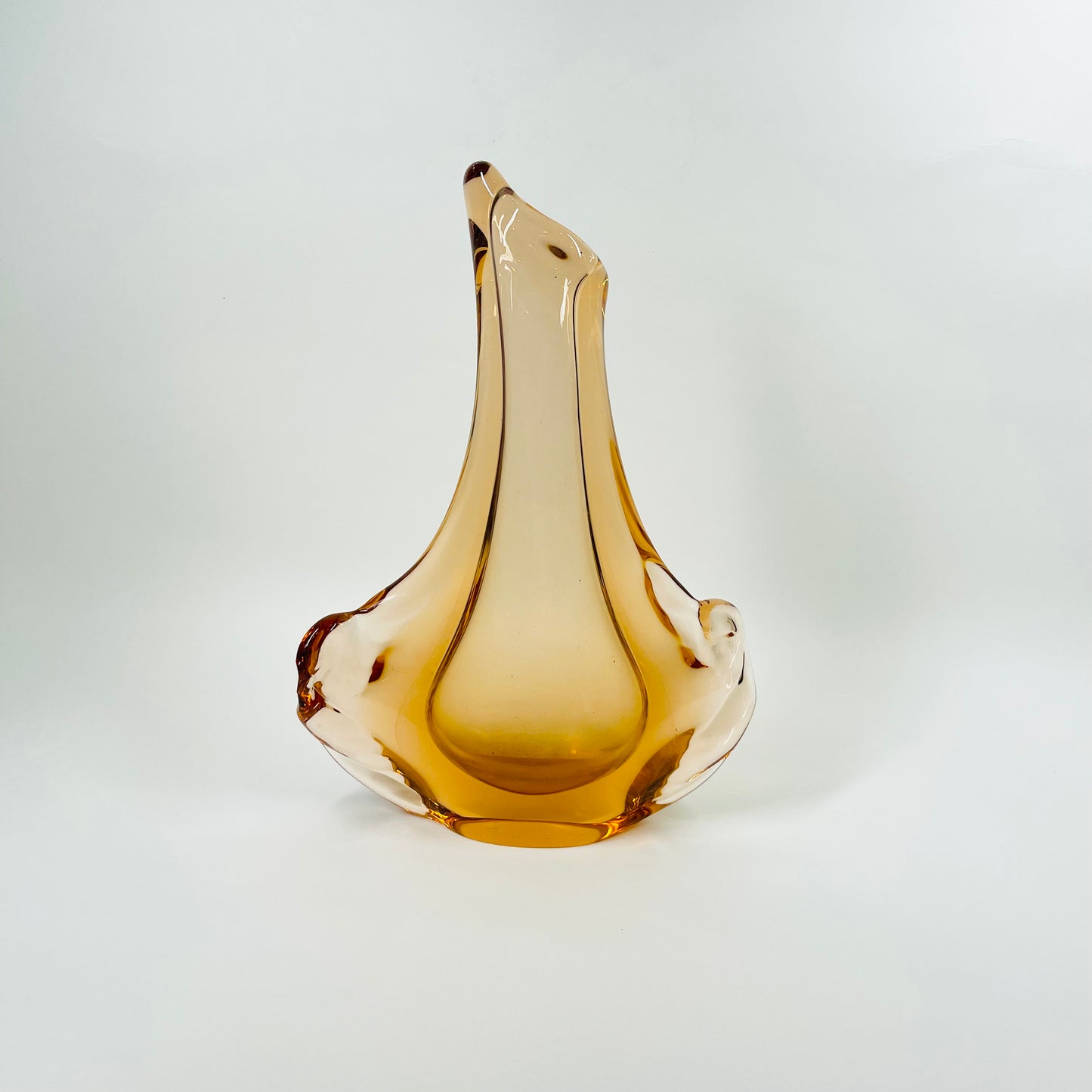 1960s SPACE AGE SKLO UNION AMBER GLASS VASE