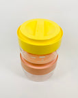 1970s TEMPERED GLASS LIDDED JAR WITH MEASUREMENTS