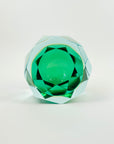 1940s GREEN BLUE GOLD AMBER MURANO MANDRUZZATO SOMMERSO DIAMOND FACETED GLASS BOWL/ASHTRAY