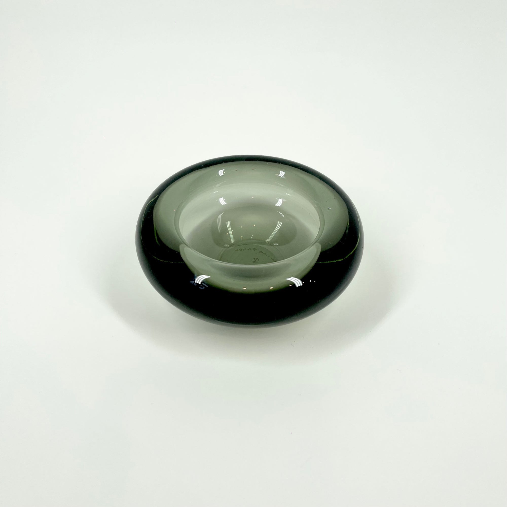 1960s HOLMEGAARD SIGNED GREY GLASS STONE BOWL BY PER LUTKEN