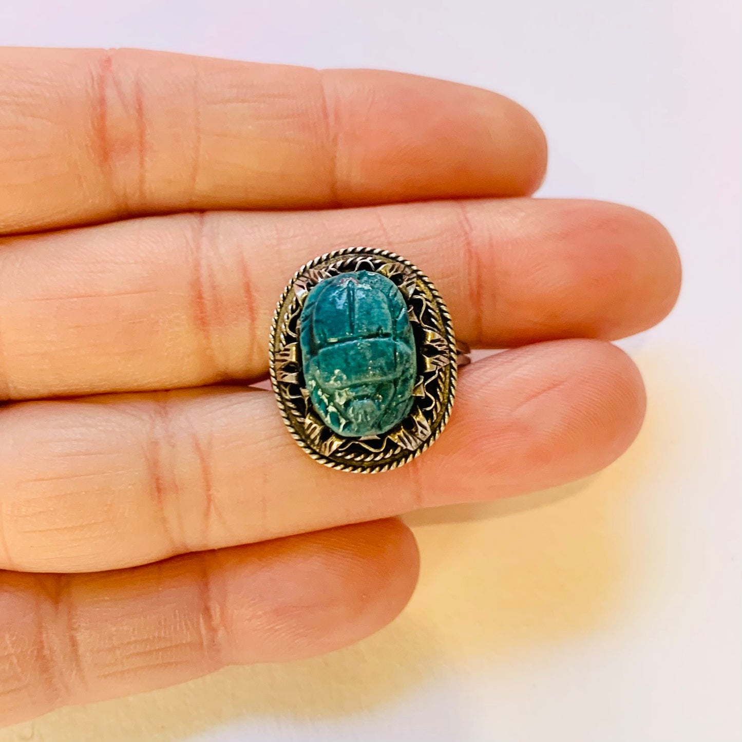 ANQUE BLUE SCARAB SILVER RING