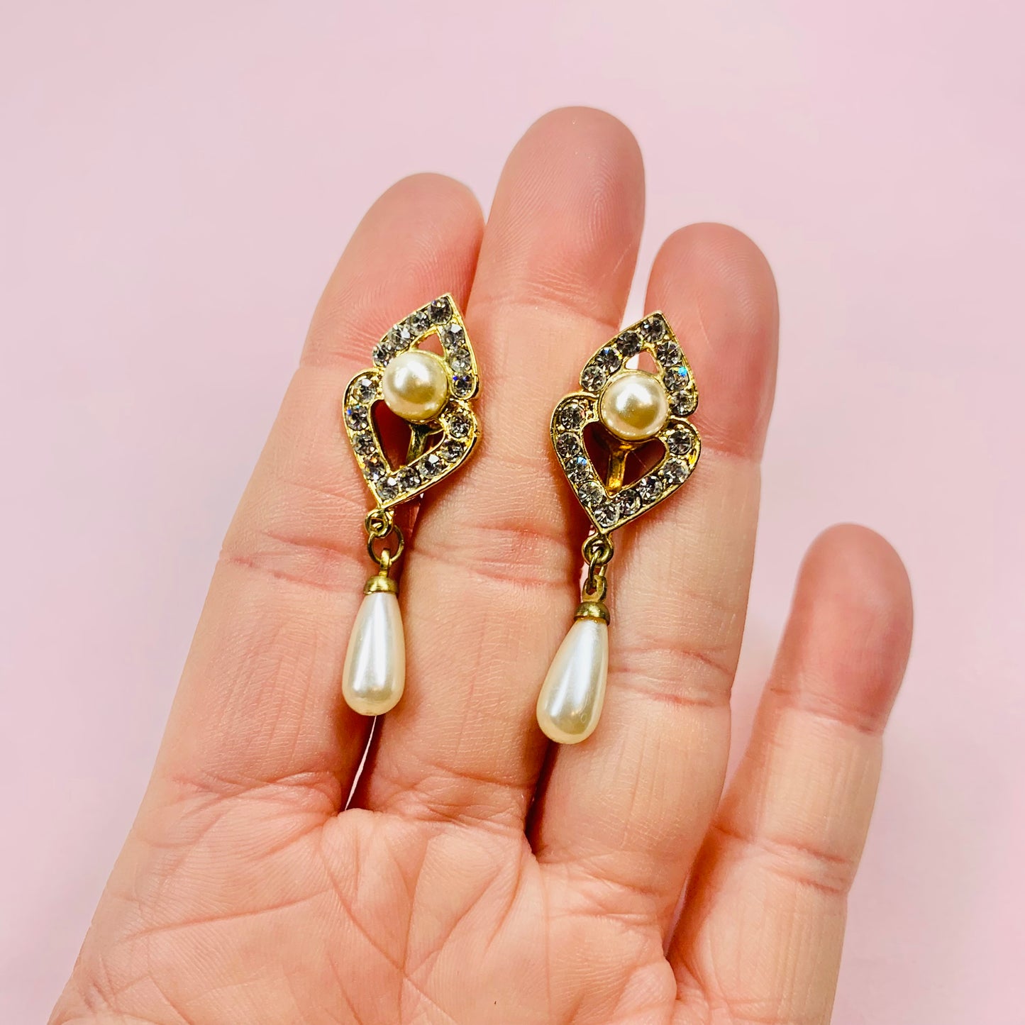 60s MARQUIS PEARL DROP EARRINGS