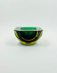 1950s FACETED MURANO GREEN BLUE GOLD GEODE BOWL