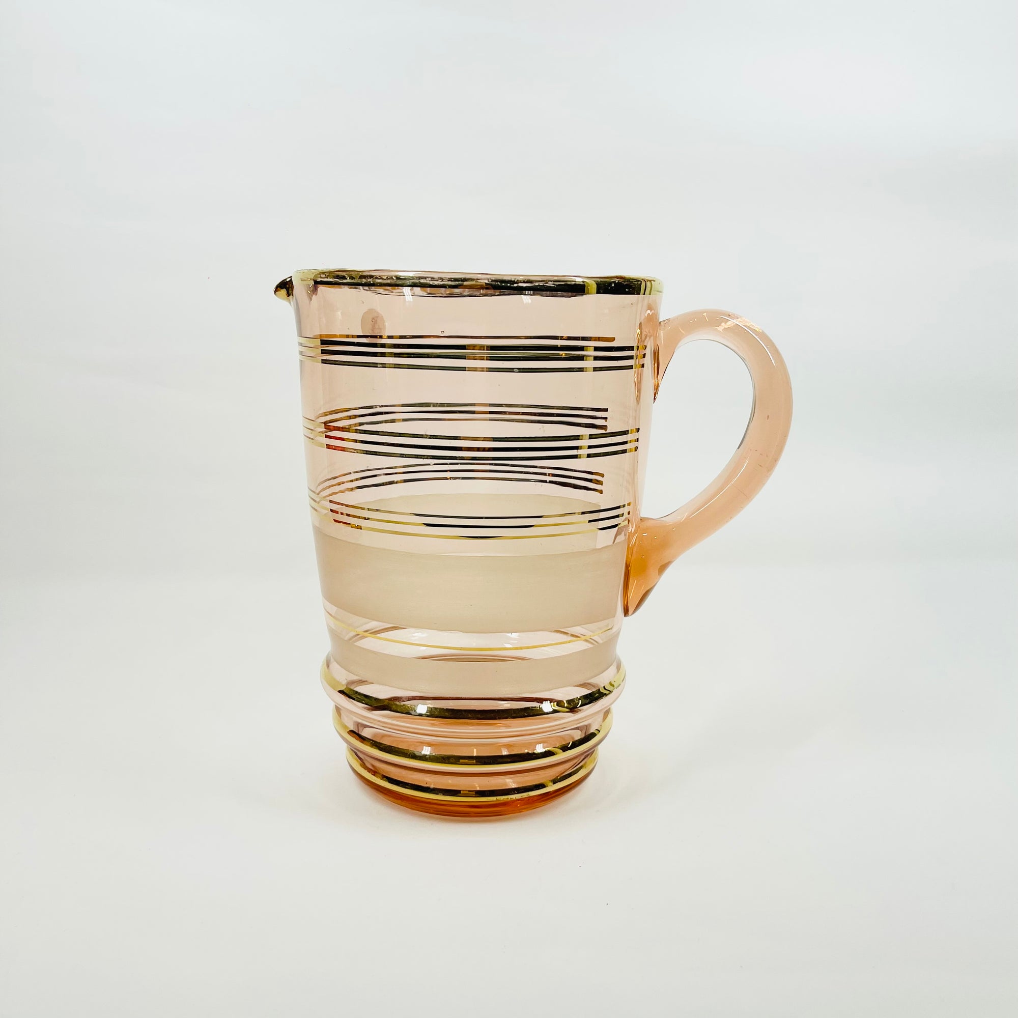 1950s PINK GOLD GILDED GLASS JUG SET
