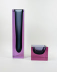 XL 1950s NEODYMIUM PURPLE MURANO SOMMERSO FACETED GLASS BLOCK VASE