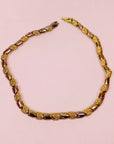 50s IRIDESCENT COPPER FANCY LINKS STATEMENT NECKLACE