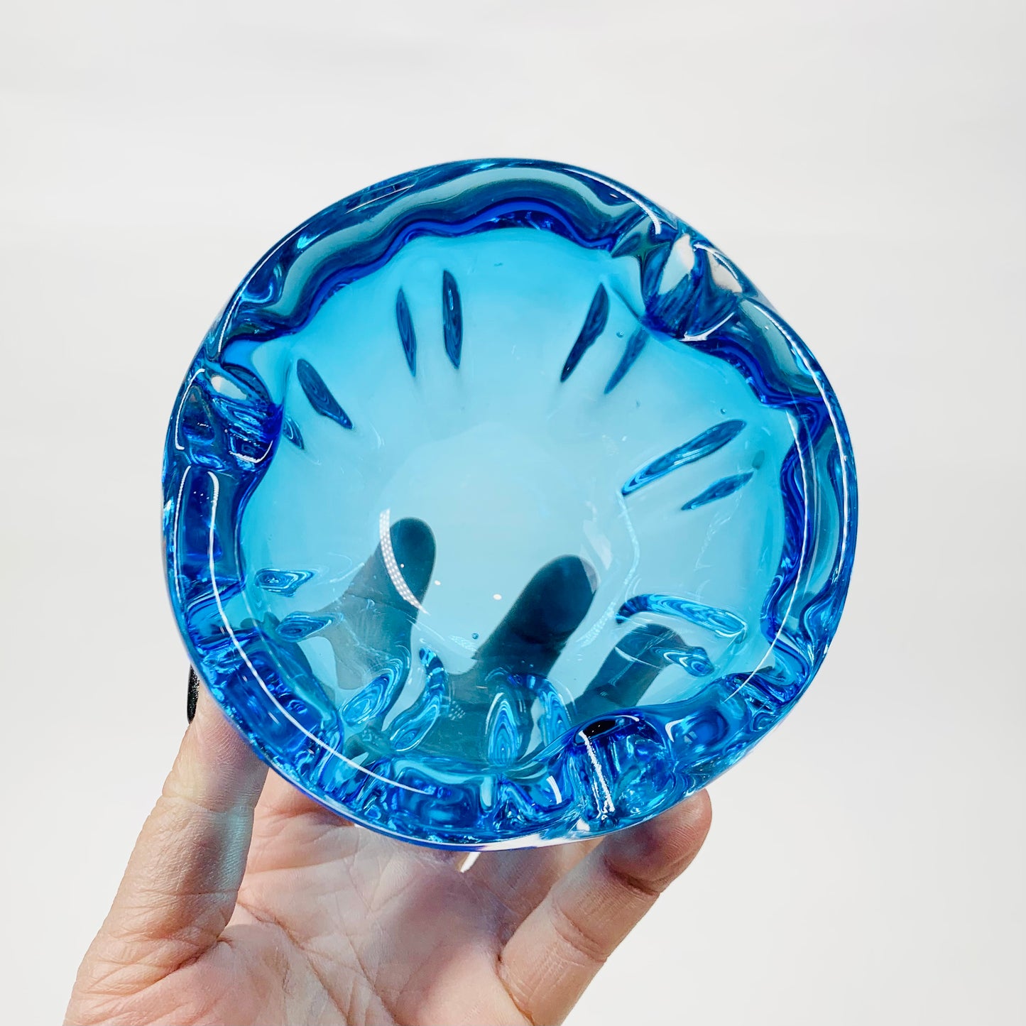 TURQUOISE MURANO PINCHED BOWL