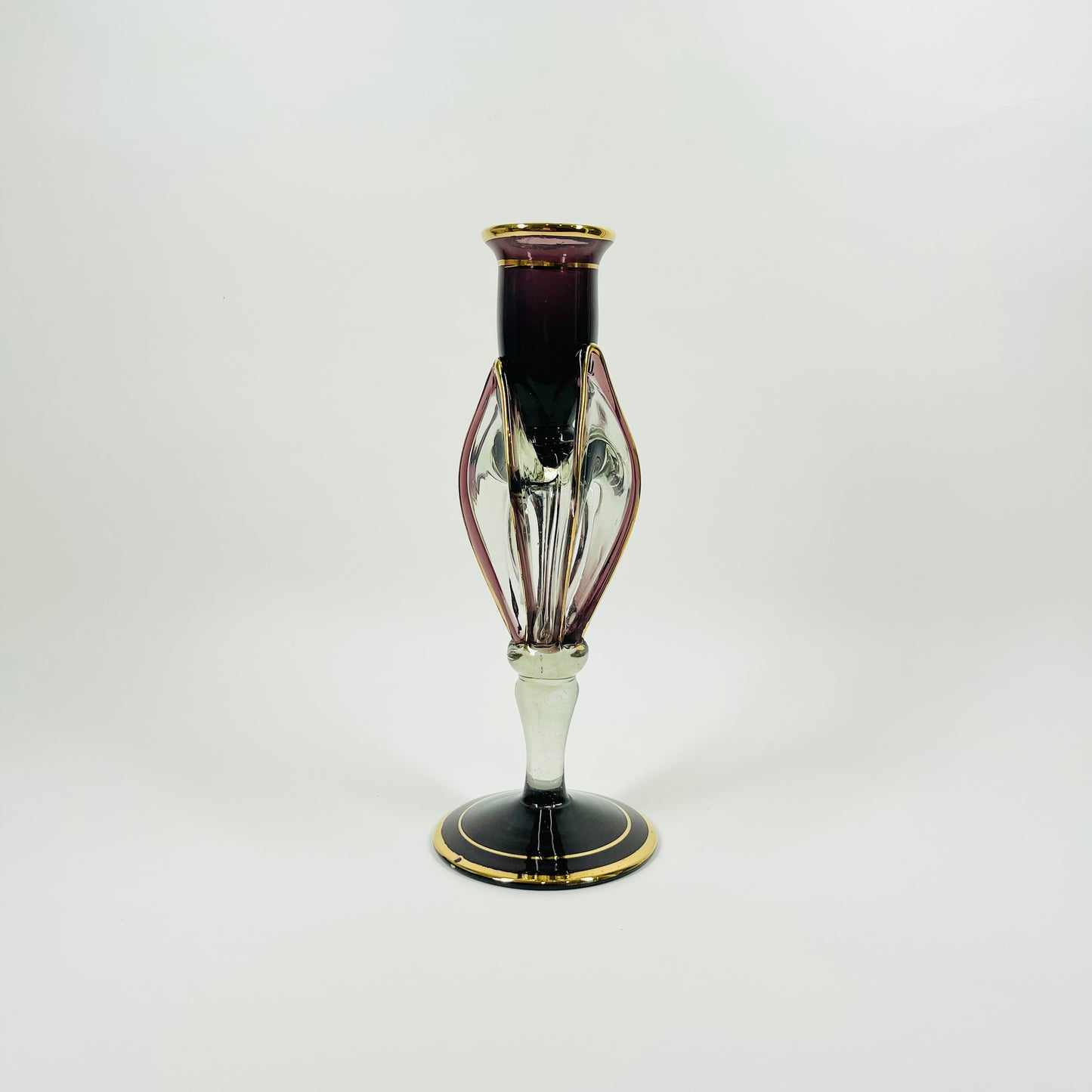 1950s MURANO AMETHYST GLASS CANDLE HOLDER