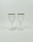1950s FRENCH PRESSED CRYSTAL GLASSES WITH GOLD RIM