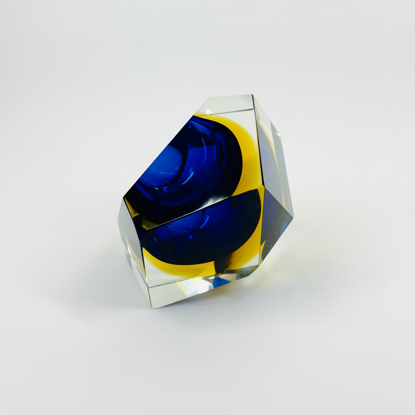 1950s FACETED MURANO COBALT BLUE GOLD GEODE BOWL