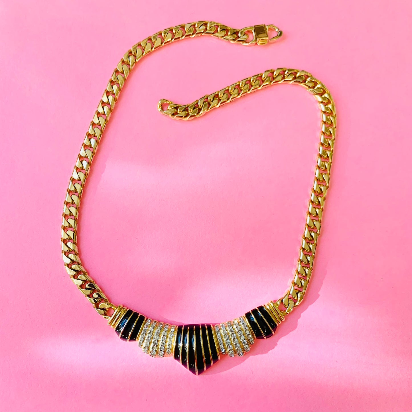 80s BARCS BLACK ENAMEL NECKLACE SUITE