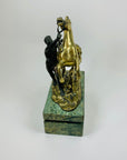 PAIR 19TH CENTURY BRONZE MARLEY HORSES