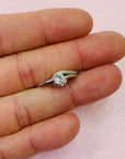 60s MODERNIST SILVER RING WITH WHITE SAPPHIRE PAVE