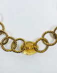 LIMITED EDITION 2005 CHANEL RED GRIPOIX MEDALLION PENDANT WITH FILIGREE HOOP LINKS NECKLACE