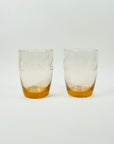 1950s ETCHED PINK GLASS TUMBLERS