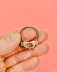 60s MODERNIST SILVER RING WITH BEZEL MOONSTONE