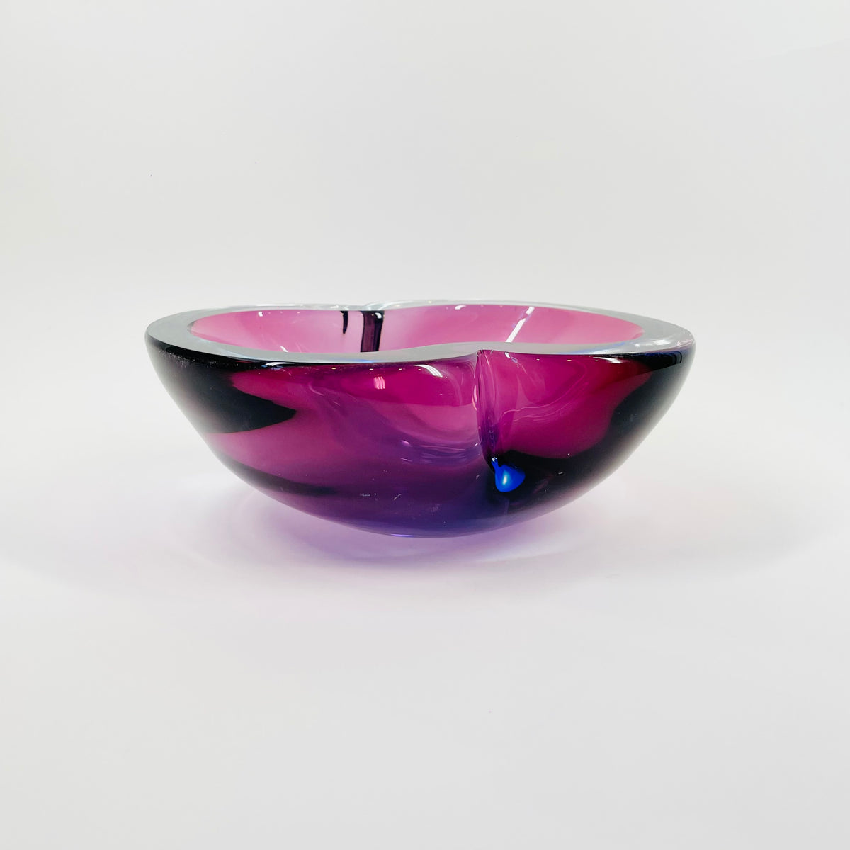 1960s PINK PURPLE COBALT BLUE SOMMERSO FACETED INFINITY GLASS BOWL