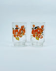 1970s LAMINATED ORANGE FLORAL GLASS TUMBLERS