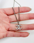 Y2K CHANEL DIAMANTÉ LOGO NECKLACE
