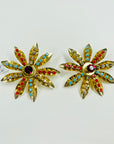 1950s STATEMENT FLOWER TUTTI FRUITTI CLIP ON EARRINGS
