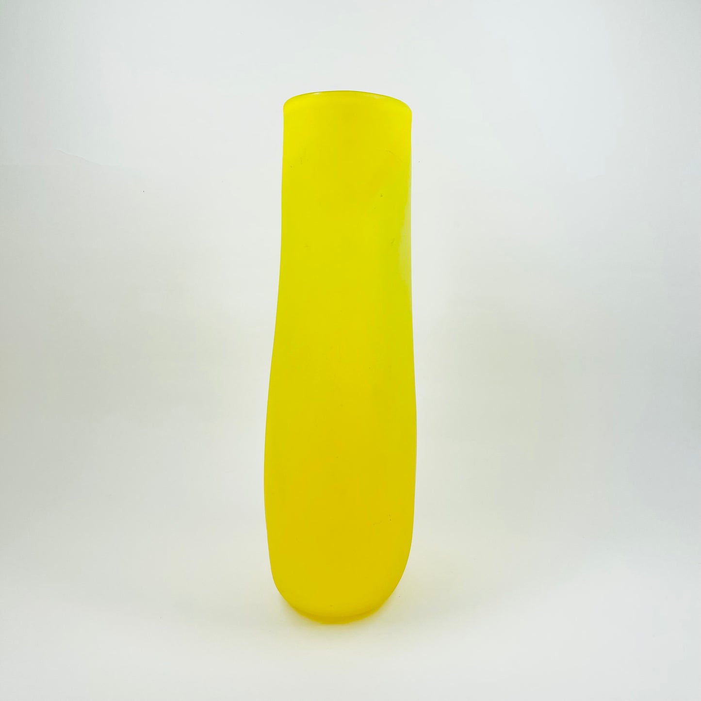 1970s YELLOW SATIN GLASS VASE