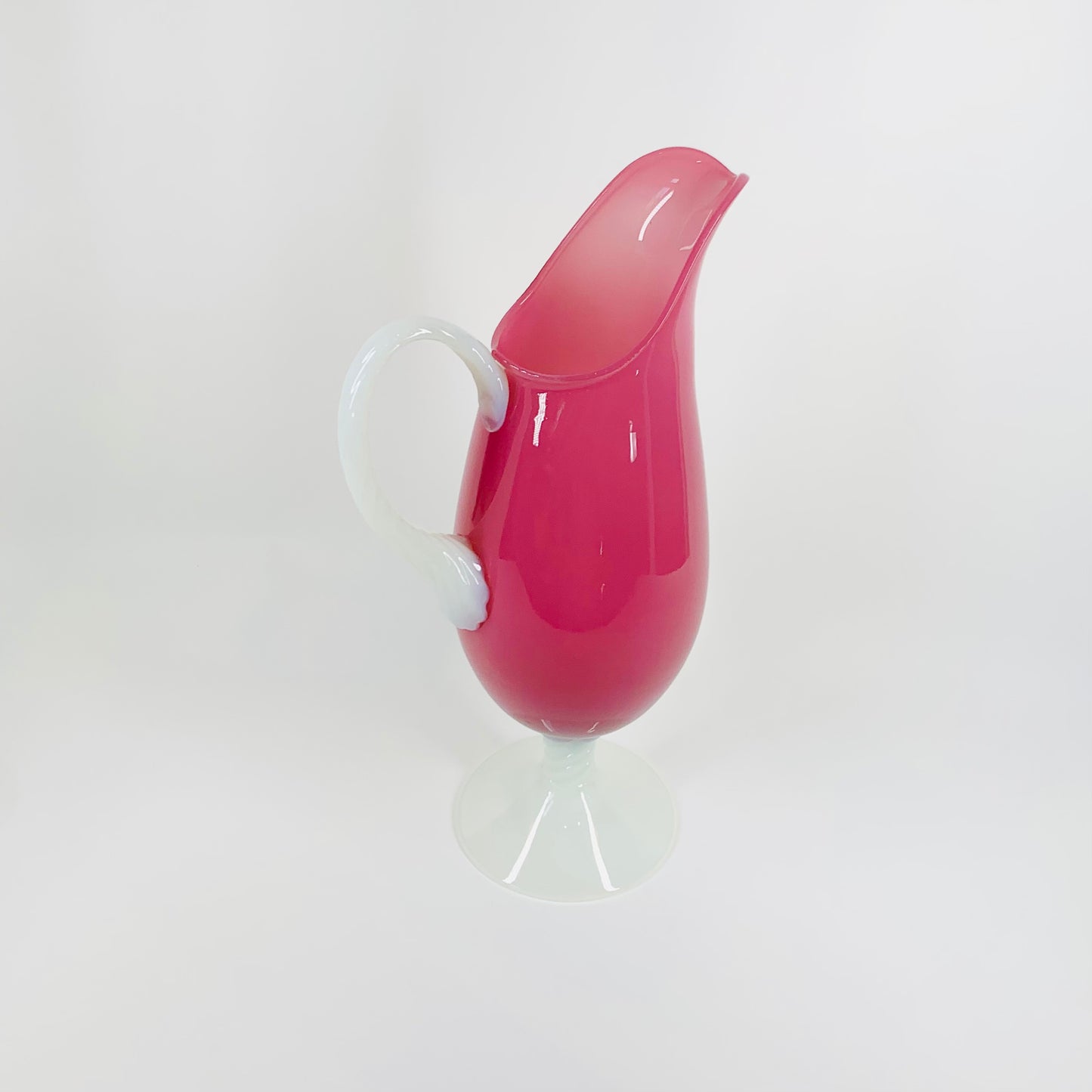 ANTIQUE FRENCH CRANBERRY/PINK OPALINE GLASS JUG