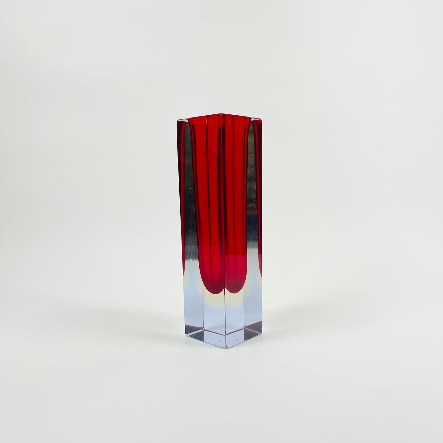 1950s RED YELLOW NEODYMIUM SMALL BLOCK MANDRUZZATO VASE