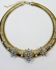 1970s CHUNKY TUBOGAS MESH DIAMANTE STATEMENT NECKLACE