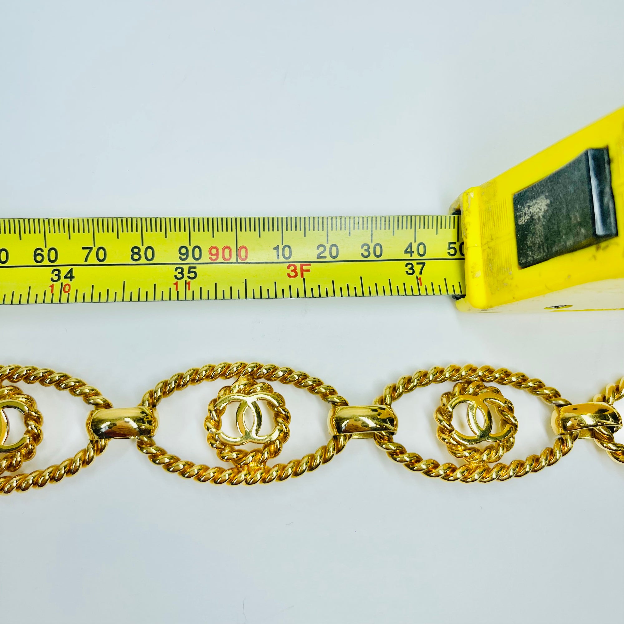 1990s CHANEL MATELASSE GOLD PLATED LOGO BELT