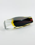 1950s BROWN AMETHYST YELLOW MURANO SOMMERSO FACETED GLASS VASE