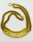 LIMITED EDITION 1980s RUNWAY CHANEL QUILTED CUT OUT PLATE DOUBLE CHAIN NECKLACE