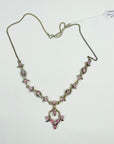 ANTIQUE SILVER FESTOON NECKLACE WITH PINK GLASS PASTES
