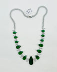 VINTAGE ART DECO STYLE GP COSTUME GREEN DIAMONTE FANCY LINKS NECKLACE