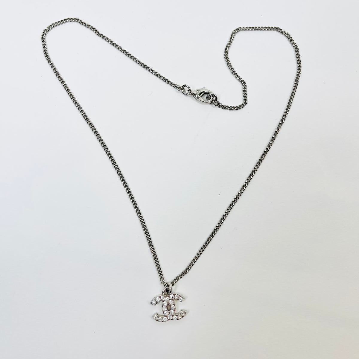 Y2K CHANEL DIAMANTÉ LOGO NECKLACE