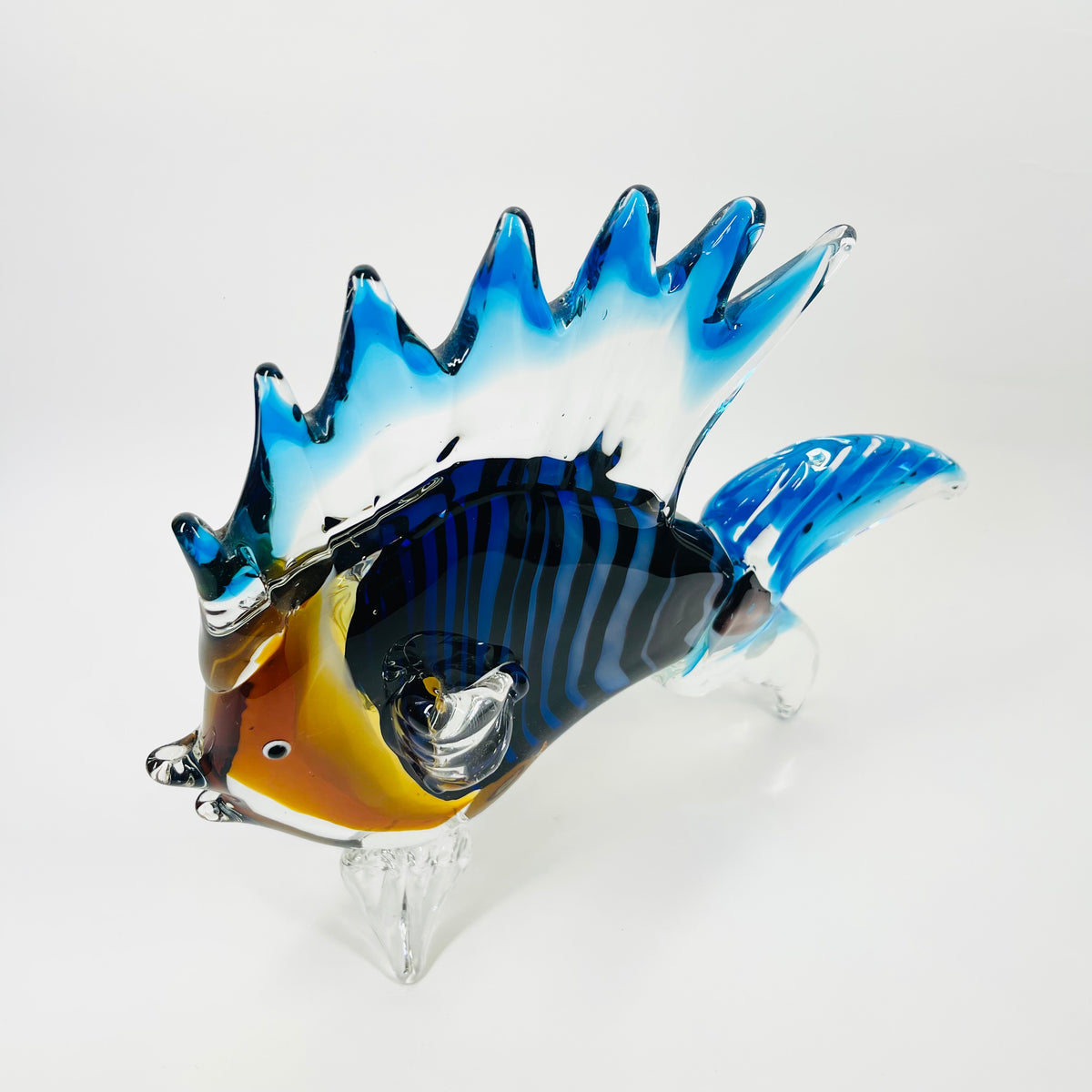 LARGE 1980s MURANO BLUE ART GLASS FISH PAPERWEIGHT/SCULPTURE